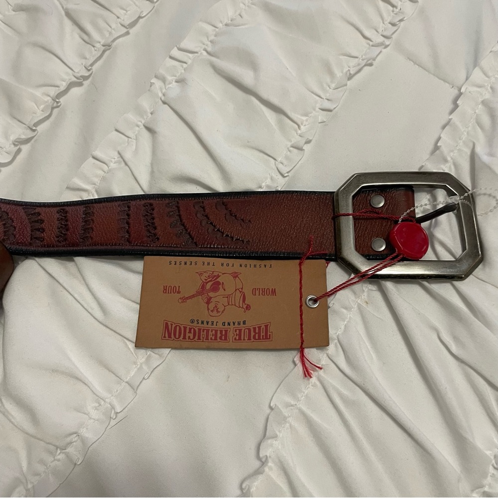 True Religion mens leather brown belt for jeans size 36 NWT